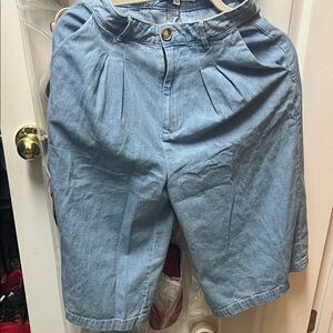 Pilcro and the Letterpress Denim Blue Shorts